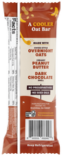 A COOLER Oat Bar package — Swiss-style overnight oats, creamy peanut butter with dark chocolate shell; No preservatives; Keep Refrigerated