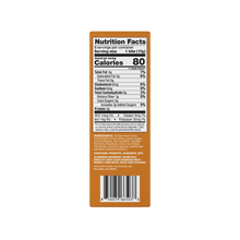 Nutrition facts label showing serving size 1 bite (17 g) and 80 calories per serving