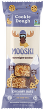 Mooski Cookie Dough overnight oat bar wrapper with moose mascot and chocolate-dipped creamy oats
